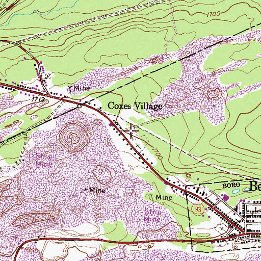 Topographic Map of Coxes Village, PA