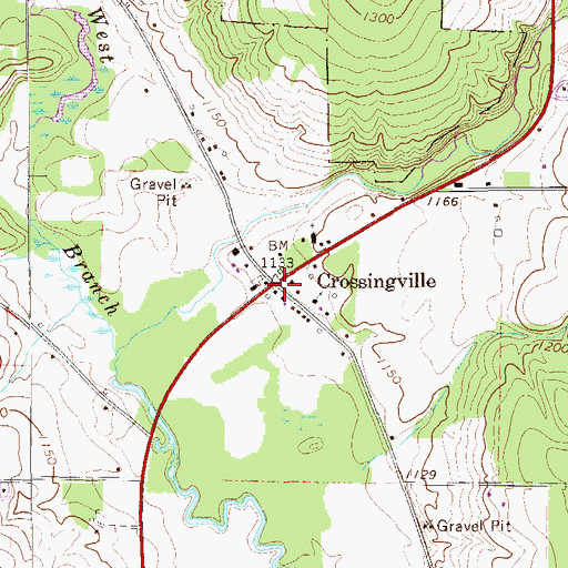 Topographic Map of Crossingville, PA