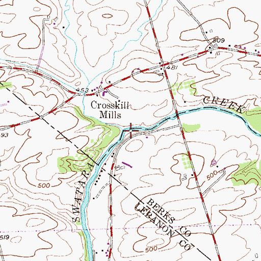 Topographic Map of Crosskill Creek, PA