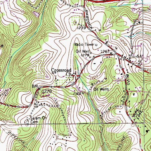 Topographic Map of Crossroad Church, PA