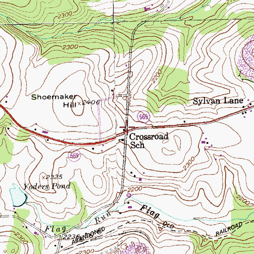Topographic Map of Crossroad School, PA