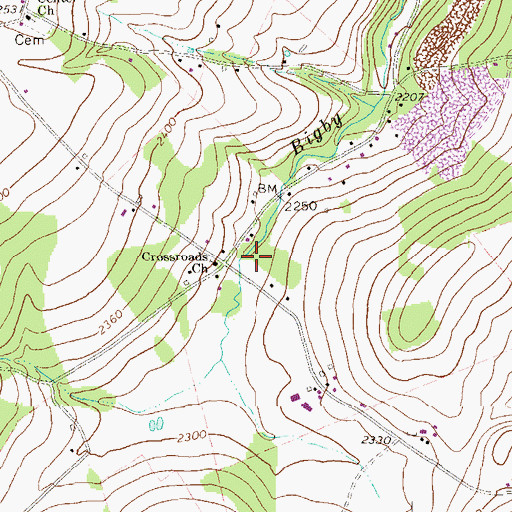 Topographic Map of Crossroads Church, PA