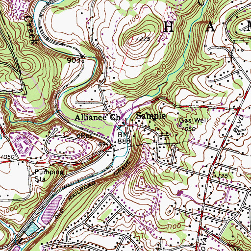 Topographic Map of Crouse Run, PA