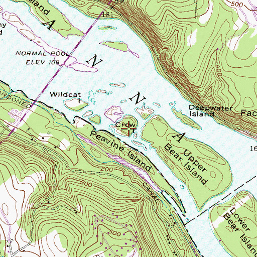 Topographic Map of Crow, PA