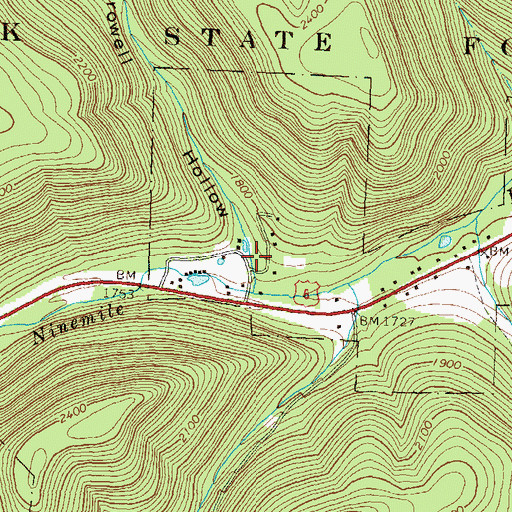 Topographic Map of Crowell Hollow, PA