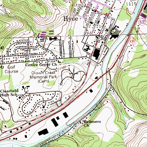 Topographic Map of Crown Crest Memorial Park, PA