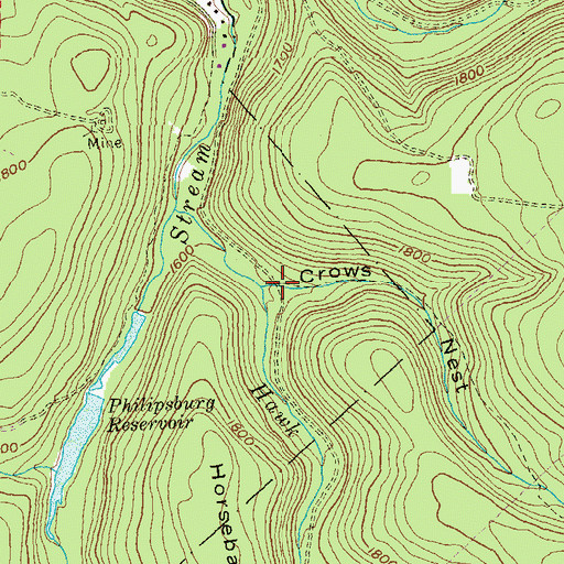Topographic Map of Crowns Nest Hollow, PA