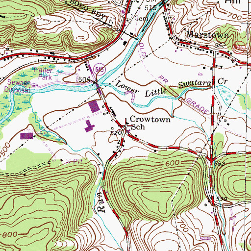Topographic Map of Crowtown School, PA