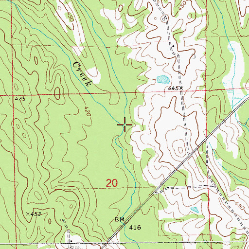 Topographic Map of Dicky Creek, AL