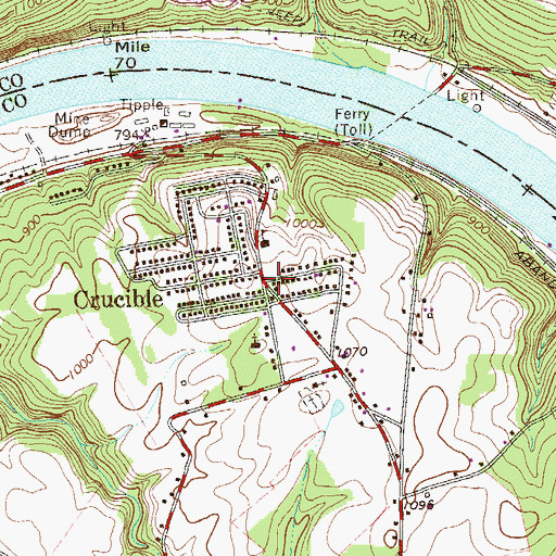 Topographic Map of Crucible, PA