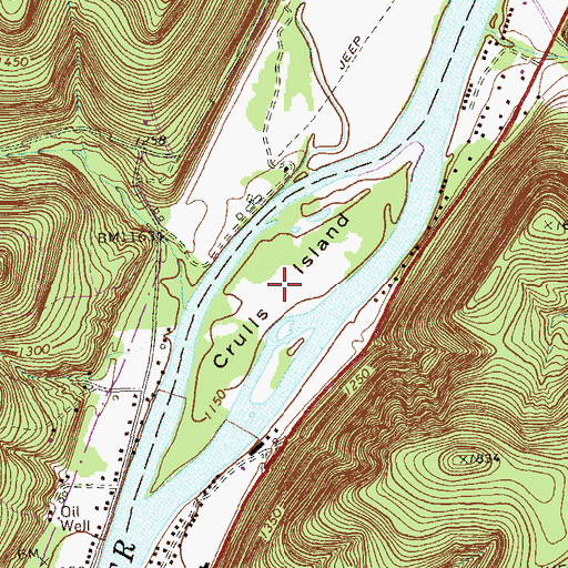 Topographic Map of Crulls Island, PA