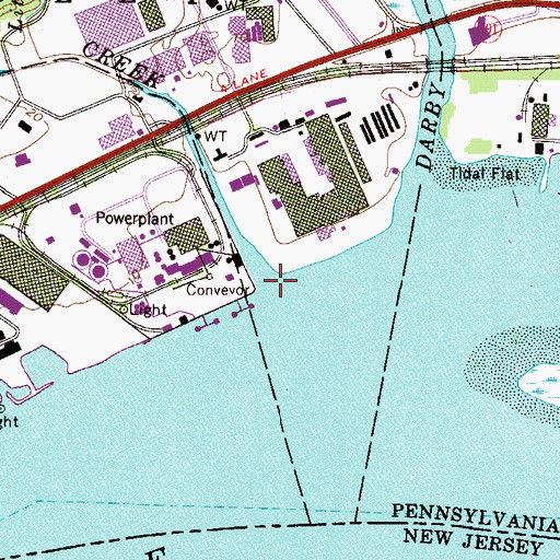 Topographic Map of Crum Creek, PA