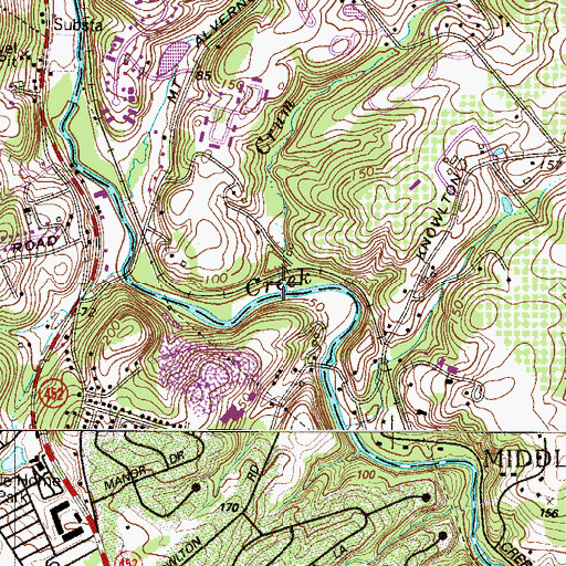 Topographic Map of Crum Run, PA