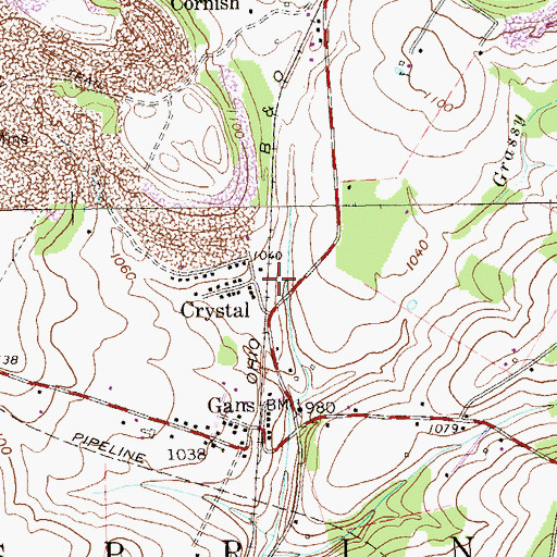Topographic Map of Crystal, PA