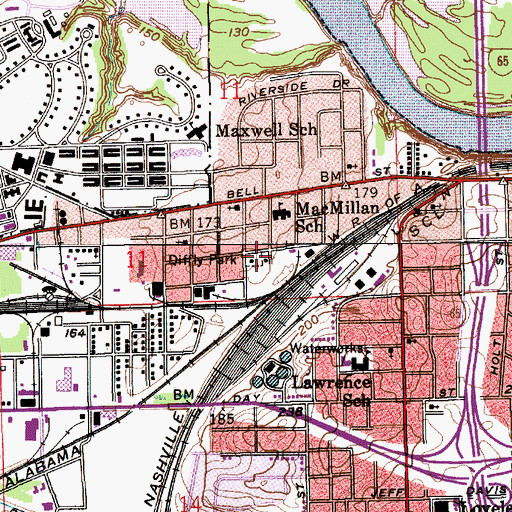 Topographic Map of Diffly Park, AL