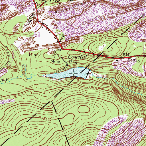 Topographic Map of Crystal Reservoir, PA
