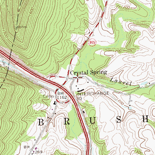 Topographic Map of Crystal Spring, PA