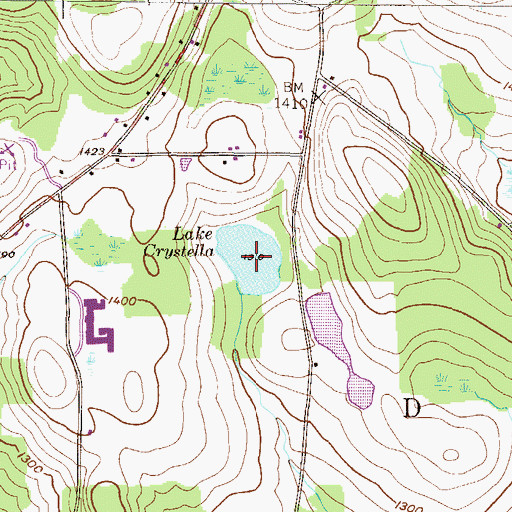 Topographic Map of Lake Crystella, PA
