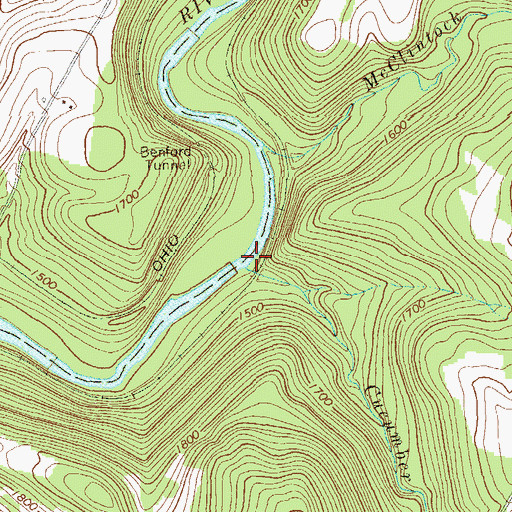 Topographic Map of Cucumber Run, PA