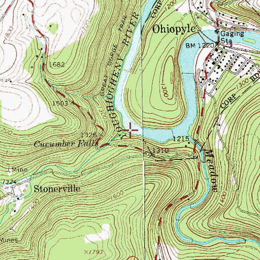 Topographic Map of Cucumber Run, PA