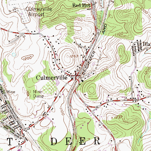 Topographic Map of Culmerville, PA