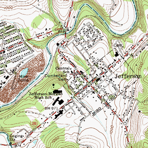 Topographic Map of Cumberland Cemetery, PA