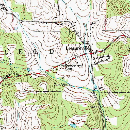 Topographic Map of Cumberland Cemetery, PA