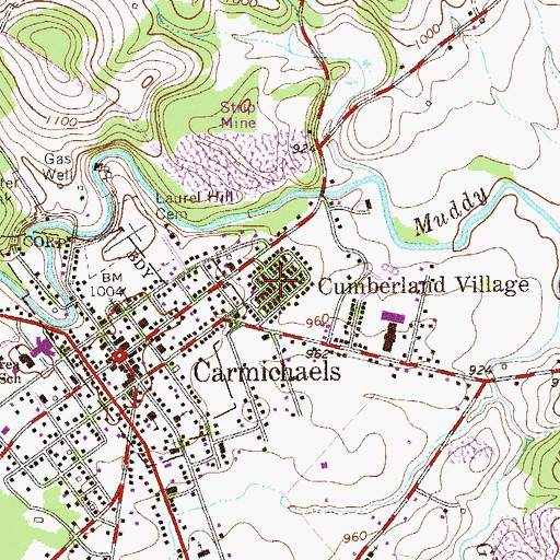 Topographic Map of Cumberland Village, PA