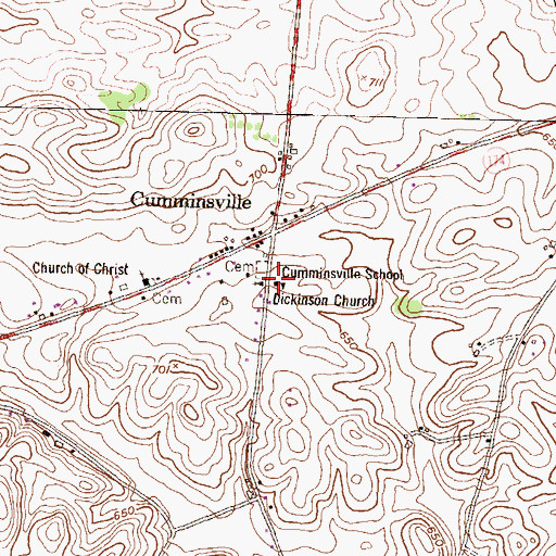 Topographic Map of Cumminsville School, PA
