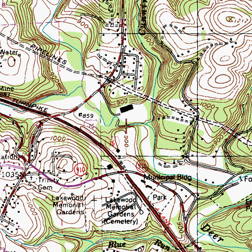 Topographic Map of Cunningham Run, PA