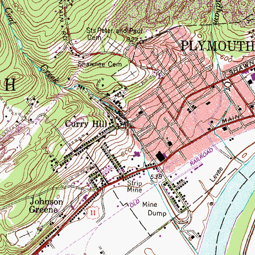 Topographic Map of Curry Hill, PA