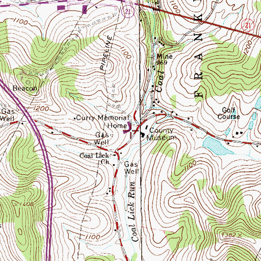 Topographic Map of Curry Memorial Home, PA