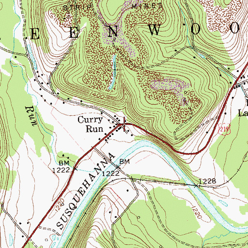 Topographic Map of Curry Run, PA