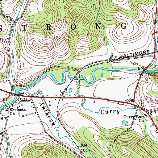 Topographic Map of Curry Run, PA