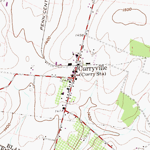 Topographic Map of Curryville, PA