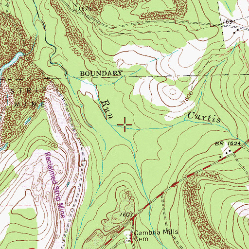 Topographic Map of Curtis Run, PA