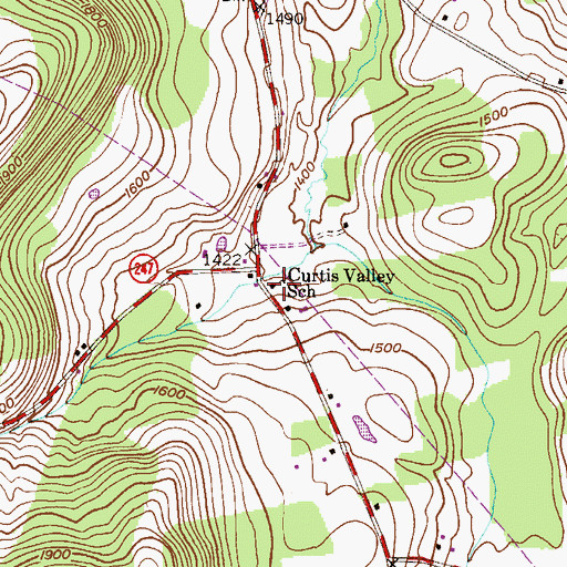 Topographic Map of Curtis Valley School, PA