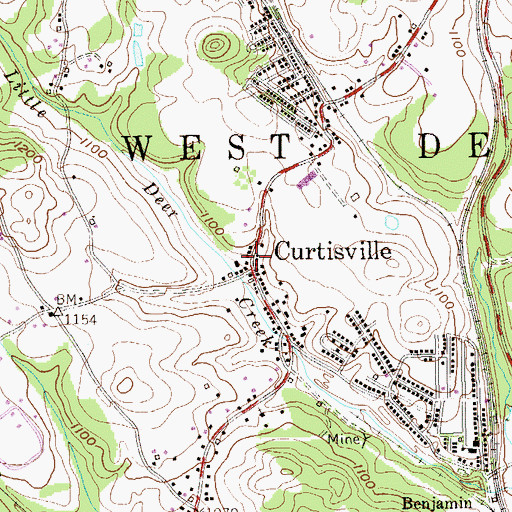 Topographic Map of Curtisville, PA