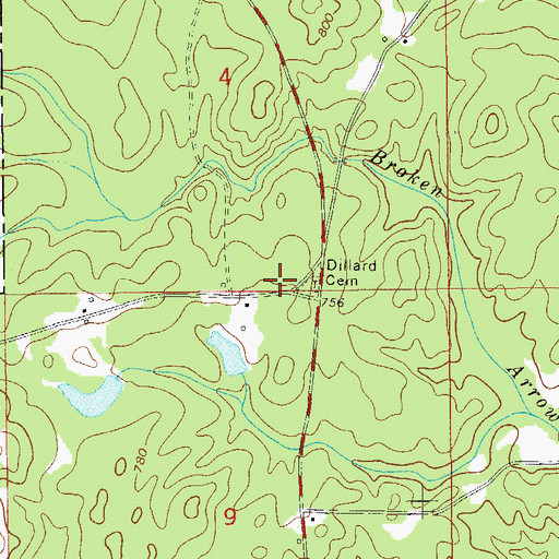 Topographic Map of Dillard Cemetery, AL