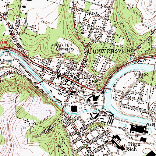 Topographic Map of Curwensville, PA