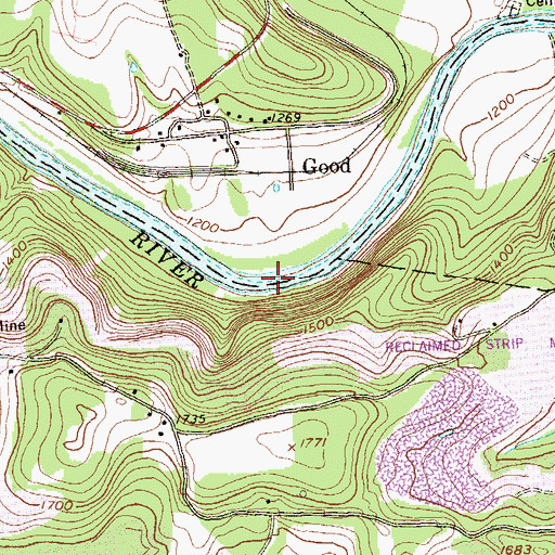 Topographic Map of Curwensville Lake, PA