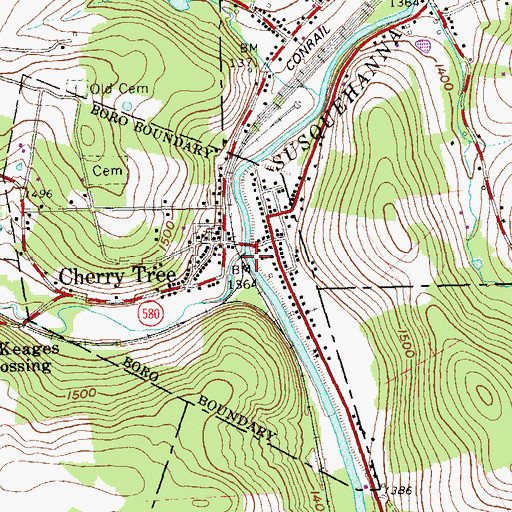 Topographic Map of Cush Cushion Creek, PA