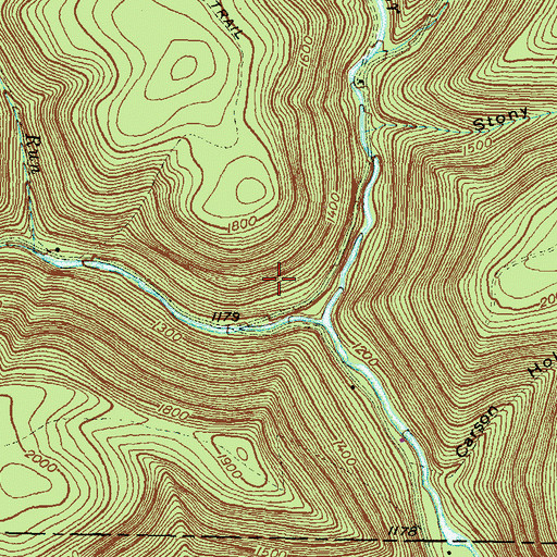 Topographic Map of Cushman Branch, PA