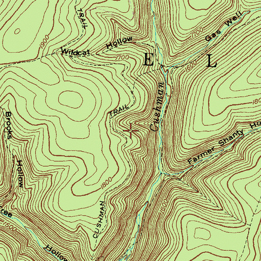 Topographic Map of Cushman Trail, PA