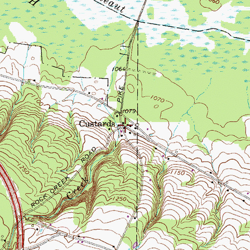 Topographic Map of Custards, PA
