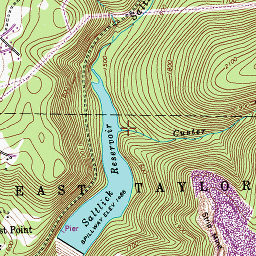 Topographic Map of Custer Run, PA