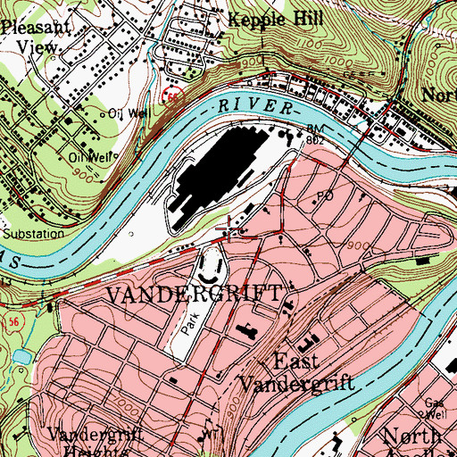 Topographic Map of Custer School, PA