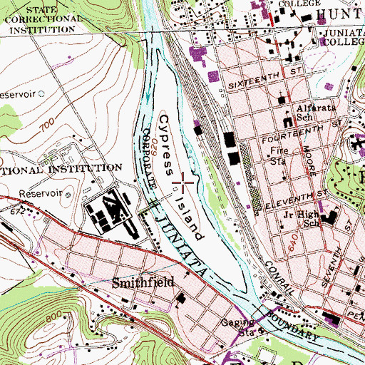 Topographic Map of Cypress Island, PA