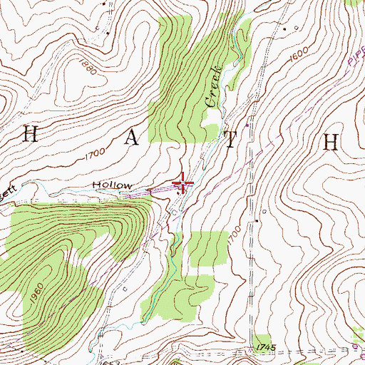 Topographic Map of Daggett Hollow, PA