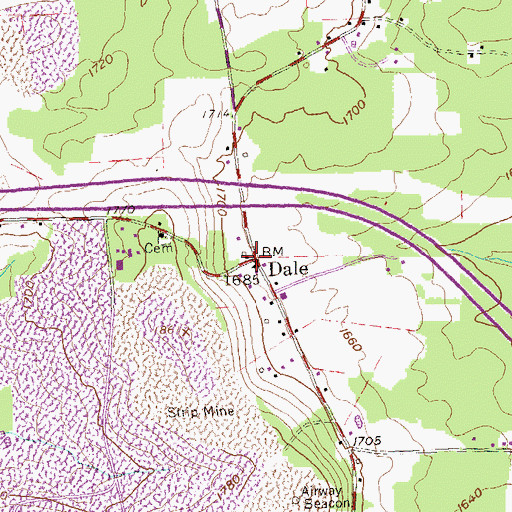 Topographic Map of Dale, PA